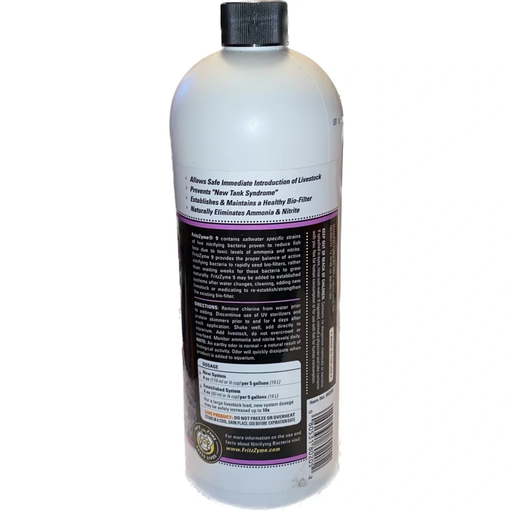 Fritz Zyme Nitrifying Bacteria for Saltwater Fish Tanks/Aquariums 32oz READ DESC